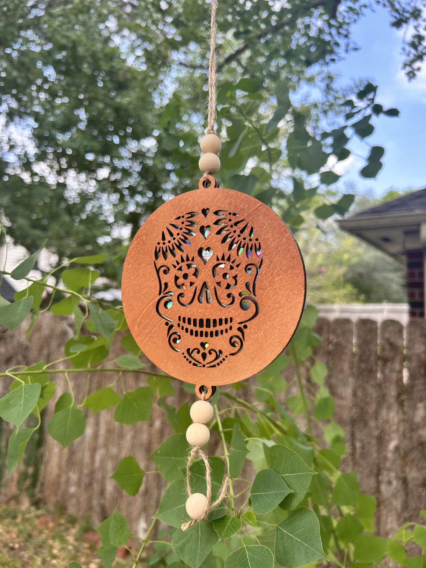 Sugar Skull with hearts Suncatcher